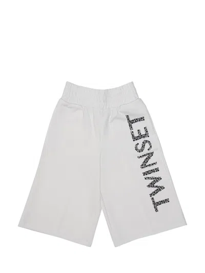 Twinset Twin-set Logo-embellished Mini Shorts In Bianco
