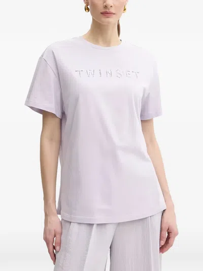 Twinset Logo-embellished T-shirt In Purple