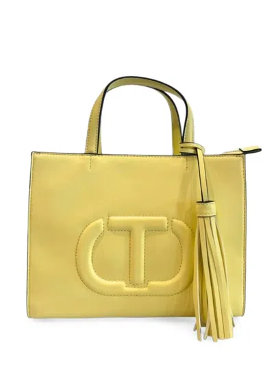 Twinset Logo-embossed Tote Bag In Yellow