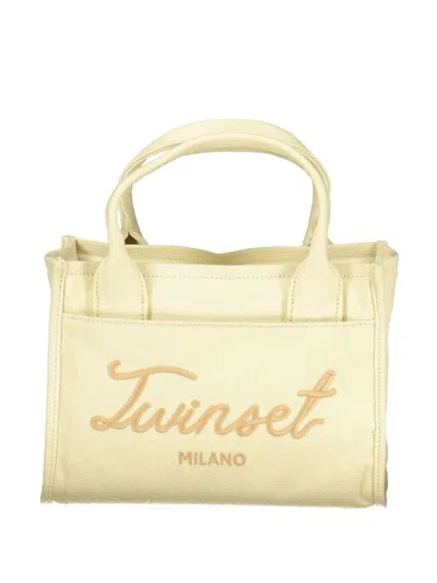 Twinset Logo-embroidered Tote Bag In Neutral
