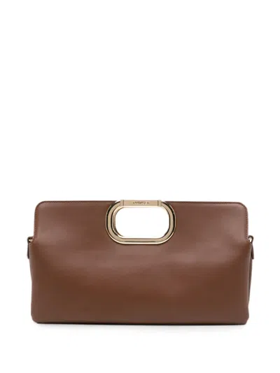Twinset Logo-engraved Cut-out Handle Tote Bag In Brown