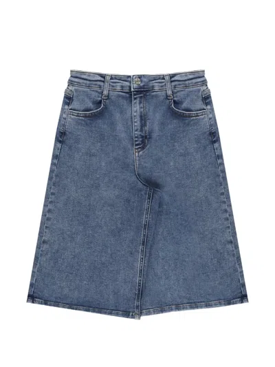 Twinset Kids' Logo-lettering Denim Shorts In Blue