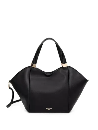 Twinset Logo-lettering Tote Bag In Black