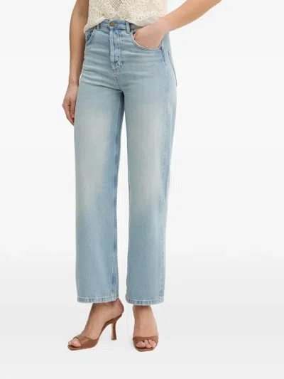 Twinset Logo-patch Straight-leg Jeans In Blue