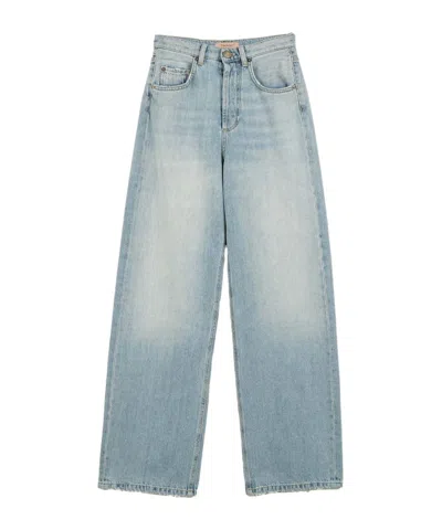 Twinset Logo-patch Straight-leg Jeans In Blue