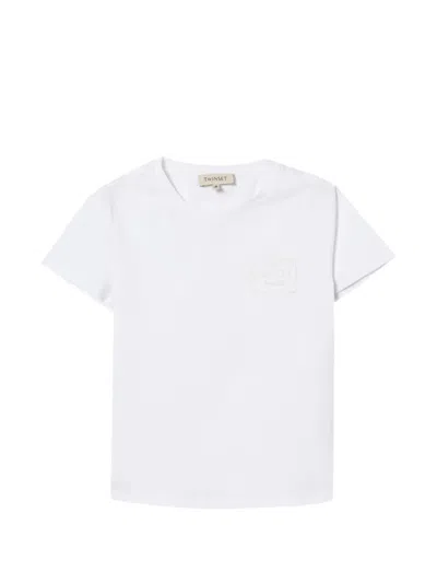 Twinset Kids' Logo-patch T-shirt In Brown