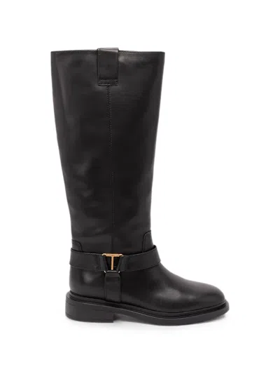 Twinset Logo-plaque Buckled Boots In Black