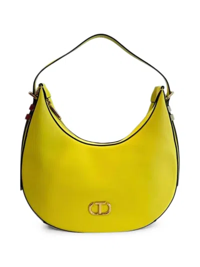 Twinset Logo-plaque Curved Shoulder Bag In Yellow