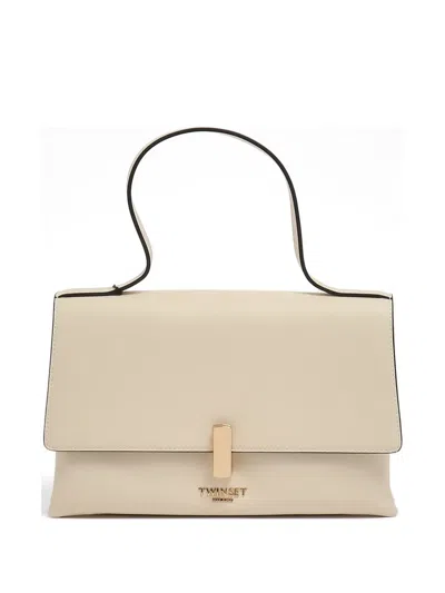 Twinset Logo-plaque Foldover Clutch Bag In Yellow