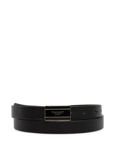 Twinset Logo-plaque Leather Belt In Black