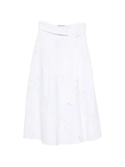 Twinset Logo-plaque Midi Dress In White