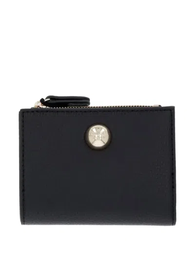 Twinset Logo-plaque Pebbled Wallet In Black