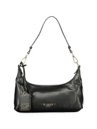 Twinset Logo-plaque Shoulder Bag In Black