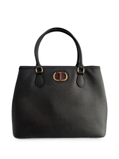 Twinset Logo-plaque Shoulder Bag In Black