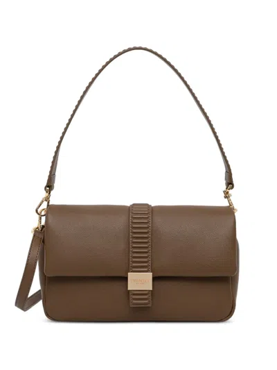 Twinset Logo-plaque Shoulder Bag In Brown