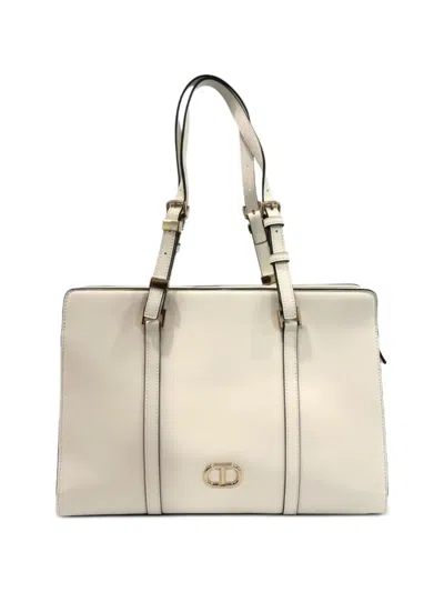 Twinset Logo-plaque Shoulder Bag In Neutral