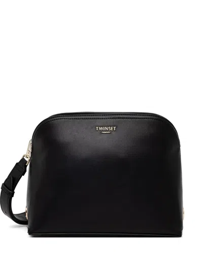 Twinset Logo-plaque Shoulder-strap Tote Bag In Black