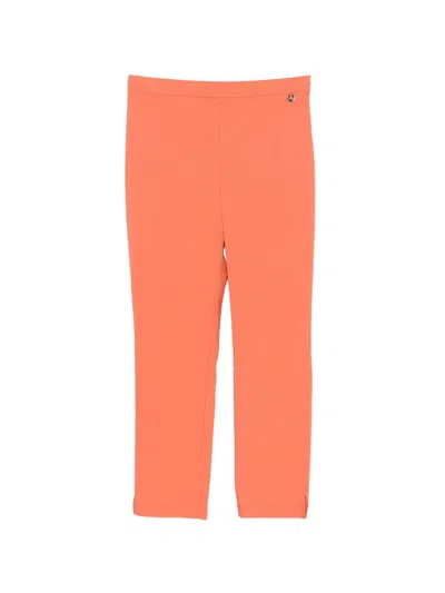 Twinset Logo-plaque Slit-hem Trousers In Orange