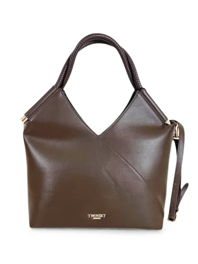 Twinset Logo-plaque Top-handle Tote Bag In Brown
