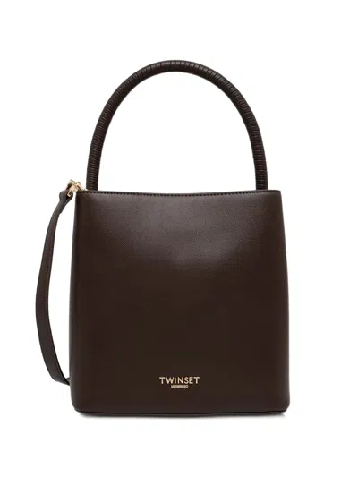 Twinset Logo-plaque Tote Bag In Brown