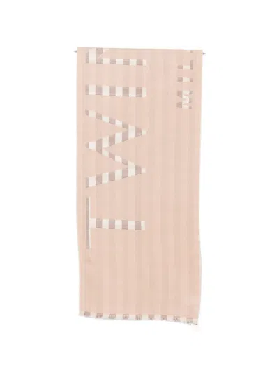 Twinset Logo-print Fringed Scarf In Neutral