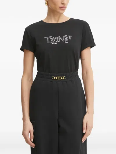 Twinset Logo-print T-shirt In Gray
