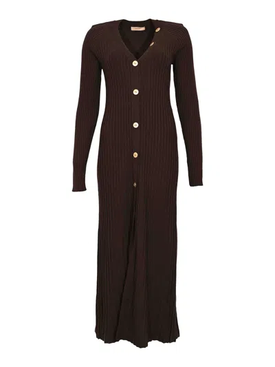 Twinset Long Cardigan Dress In Brown
