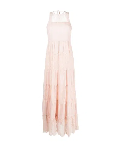 Twinset Long Cotton Dress In Pink