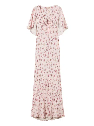 Twinset Long Floral Print Dress In Pink