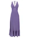Twinset Twin-set Deep V-neck Maxi Dress With Flounced Hem