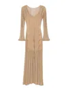 Twinset Beige Midi Dress With Lace Lurex-effect