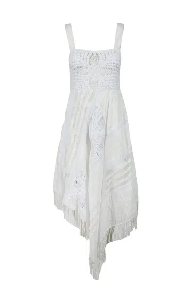 Twinset Long Dress Cotton - White In Brown