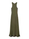 Twinset Robe Longue En Maille Point Filet Et Lurex In Green