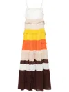 Twinset Colour-block Ruffled Maxi Dress In Multi