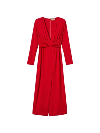 Twinset Long Dress With Draping In Red