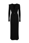 Twinset Logo-plaque V-neck Maxi Dress In Black