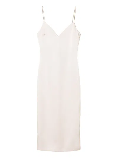 Twinset Long Dress With Straps And Heart Neckline In White