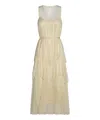 Twinset Pleated Ruffled Gauze Long Dress In Yellow