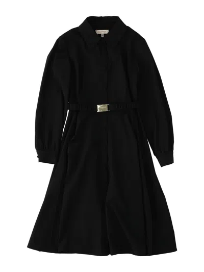Twinset Kids' Long Flannel Dress In Black