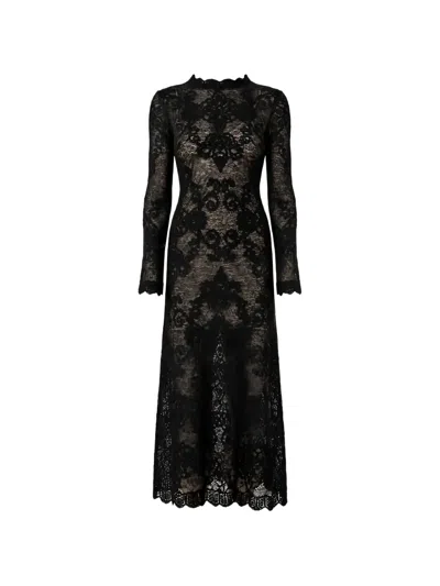 Twinset Long Jacquard Alpaca Blend Knit Dress In Black