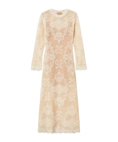 Twinset Long Jacquard-knit Alpaca-blend Dress In Multi