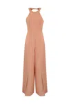 Twinset Open-back Wide-leg Jumpsuit In Coral