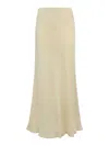 Twinset Long Linen Skirt In Light Beige