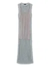 Twinset Long Lurex-mesh Midi Dress In Gray