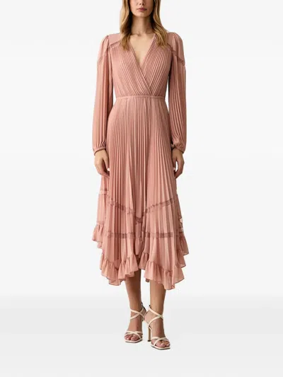 Twinset Long Pleated Georgette Dress In Pink
