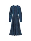 Twinset Long Python-print Crew-neck Dress In Blue