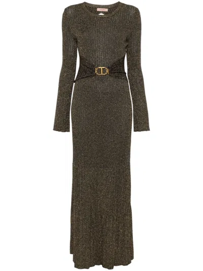 Twinset Long Rib Knit Dress In Black