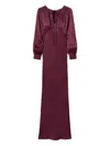 Twinset Long Satin Dress With Embroidery In Burgundy