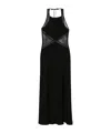 Twinset Long Satin Halterneck Dress With Lace