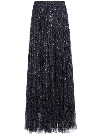 Twinset Pleated Lurex-detail Maxi Skirt In Black